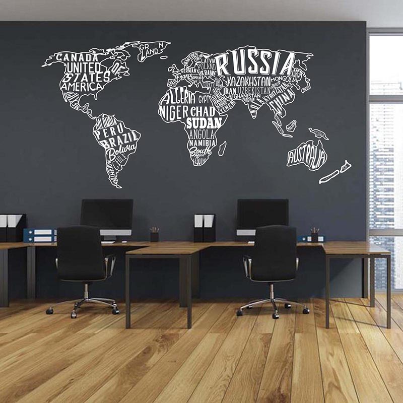 Office Furniture World - Большая карта мира, наклейка на стену