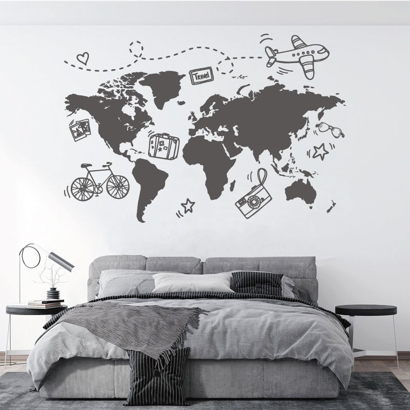Office Furniture World - Дорожная карта мира, настенная наклейка, офис,