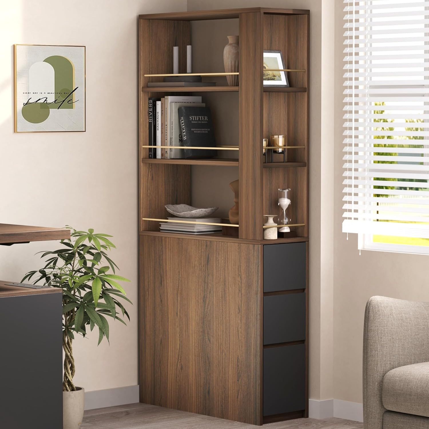 Office Furniture For Small Spaces - Угловая книжная полка 71 дюйм с