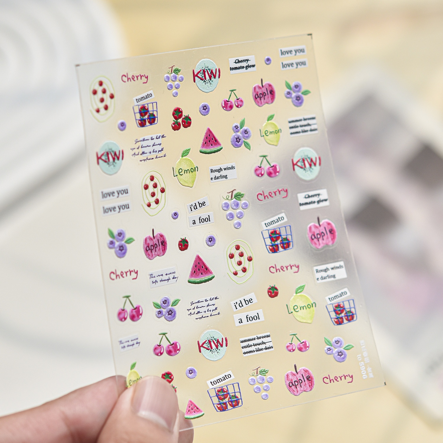 Paper Basket Mesh - Наклейки для ногтей с фруктами 5D: