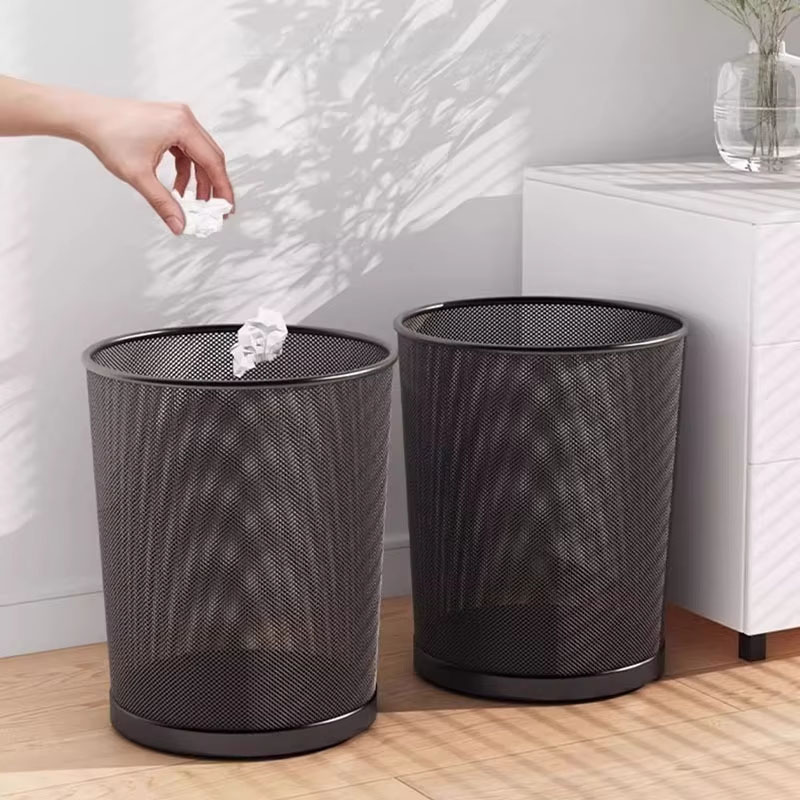 Paper Basket Mesh - Большое черное металлическое сетчатое мусорное ведро