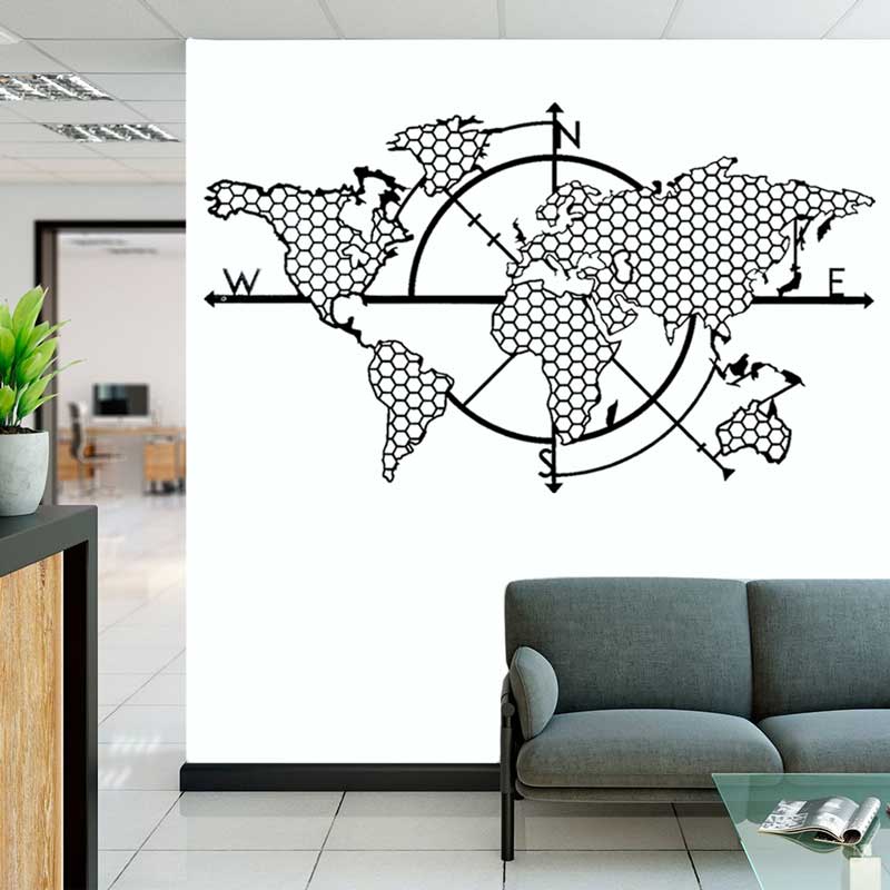 Office Furniture World - Сотовые геометрические карты мира, компас, виниловые