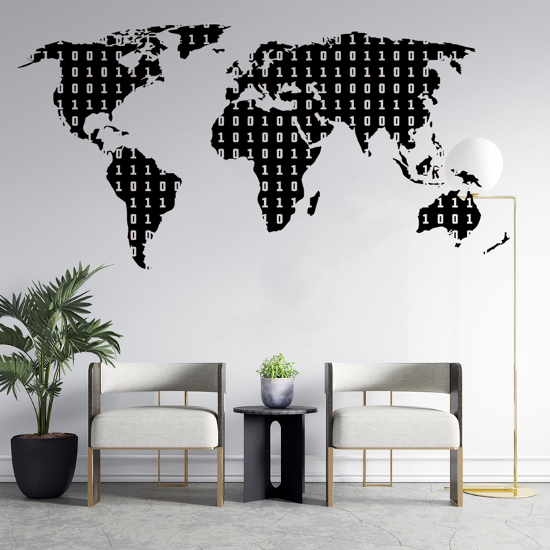 Office Furniture World - Технология двоичного кода, наклейка, карта мира,
