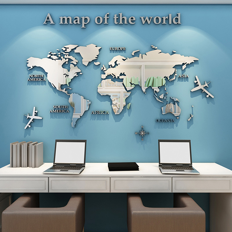 Наклейки на стену с картой мир – обзор и цена Office Furniture World